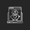 Crowdfunding platform chalk white icon on black background