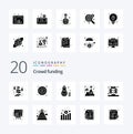 20 Crowdfunding Solid Glyph icon Pack like investment fund finance winner mountain