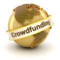 Crowdfunding symbol with globe formed by dollar Royalty Free Stock Photo