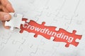Crowdfunding text under jig saw puzzle