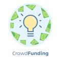 Crowdfunding vector flat illustration. Idea of sharing and donating money. Auditing tax process. EPS 10