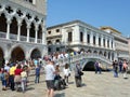 Crowds on Bridge Crossing the Rio di Palazzo Canal, Venice, Italy