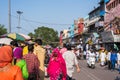 Crowds at busy market near Jama Masjid, Delhi, India