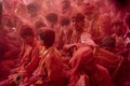 Crowds can be seen duirng Holi Festival in India, throwing powdered paint