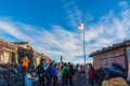 Crowds of climbers at the summit