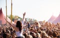 Crowds Enjoying Themselves At Outdoor Music Festival Royalty Free Stock Photo