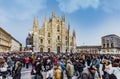 Crowds in front of Milan Duomo