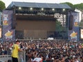 Crowds, hundreds of People, waiting for the Concert to begin and the Stage still Empty without the Singer Royalty Free Stock Photo