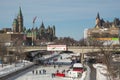 Crowds ice skating on the frozen Rideau Canal Ottawa Winterlude