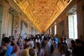 Crowds inside the map room of the Vatican Museum Royalty Free Stock Photo