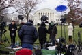 Crowds of mourners and media in front of the Supreme Court building where late Justice Antonin Scalia lays in repose