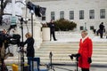 Crowds of mourners and media in front of the Supreme Court building where late Justice Antonin Scalia lays in repose Royalty Free Stock Photo