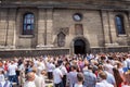 Crowds outside church, Lviv, Ukraine