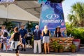 Crowds of people arrivnig at the Fort Lauderdale International Boat Show entrance gates