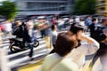 crowds of people crossing the Shibuya crossing in Tokyo, Japan Royalty Free Stock Photo