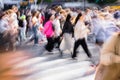 crowds of people crossing the Shibuya crossing in Tokyo, Japan Royalty Free Stock Photo