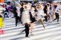 crowds of people crossing the Shibuya crossing in Tokyo, Japan Royalty Free Stock Photo