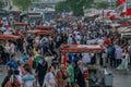 Crowds of people explore Eminonu Pier Kadikoy, Istanbul, Turkey