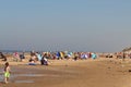 Crowds of people flock to Formby Beach, Liverpool during the current summer heatwave.