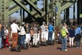 Crowds of people, Hohenzollern Bridge, Cologne