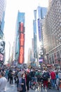 Crowds of People with Police in Times Square Celebrating after the Win of President Elect Joe Biden in New York City Royalty Free Stock Photo