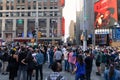 Crowds of People in Times Square Celebrating after the Win of President Elect Joe Biden in New York City Royalty Free Stock Photo