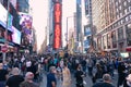 Crowds of People in Times Square Celebrating after the Win of President Elect Joe Biden in New York City Royalty Free Stock Photo