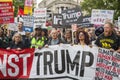 Crowds of protesters in London demonstrate against President Trump's visit