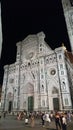 Crowds at Santa Maria del Fiore cathedral in Florence at night