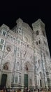 Crowds at Santa Maria del Fiore cathedral in Florence at night Royalty Free Stock Photo