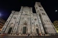 Crowds at Santa Maria del Fiore cathedral in Florence at night Royalty Free Stock Photo