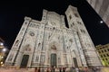 Crowds at Santa Maria del Fiore cathedral in Florence at night