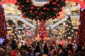 Crowds in shopping mall at Christmas