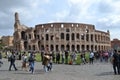 Crowds tourists Colosseum Rome Italy