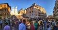 Crowds of tourists near the Spanish steps in Rome Royalty Free Stock Photo