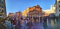 Crowds of tourists near the Spanish steps in Rome