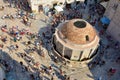 Crowds of tourists at Onofrio fountain in the historical center of Dubrovnic