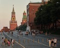 Moscow, Russia - 06.24.2021: Crowds of tourists on the Red Square in a hot summer eveneng
