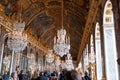 Crowds of tourists visit the Palace of Versailles Royalty Free Stock Photo