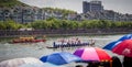 Crowds watch the Dragon Boat Festival Race Royalty Free Stock Photo