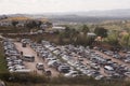 Crowed of cars parked at parking lot to visit tourist place on the mountain