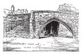 Crowland Bridge, vintage illustration