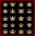 Crown. Big set. Collection icons. Vector. Vintage