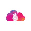 Crown brain cloud shape logo icon design.