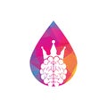 Crown brain drop shape logo icon design.