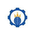 Crown brain and gear shape logo icon design.