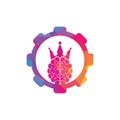 Crown brain and gear shape logo icon design.