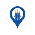 Crown brain and gps shape logo icon design.