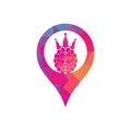 Crown brain and gps shape logo icon design.