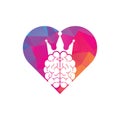 Crown brain heart shape logo icon design.